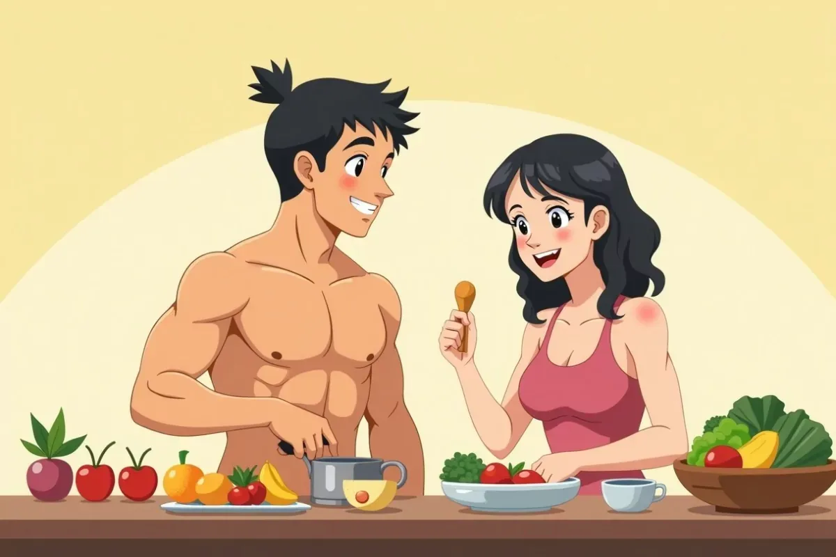 How to eat for muscle growth and what foods to eat - Studio Ghibli anime illustration