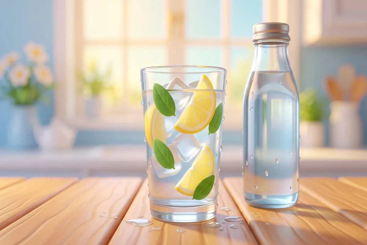 stay hydrated boost daily energy glass water lemon mint 3D animation