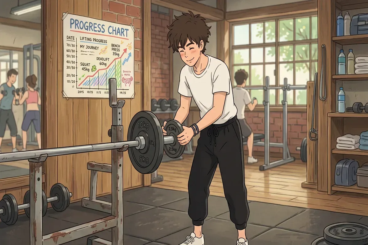 how to keep getting stronger progressive overload beginner gym - Studio Ghibli anime illustration