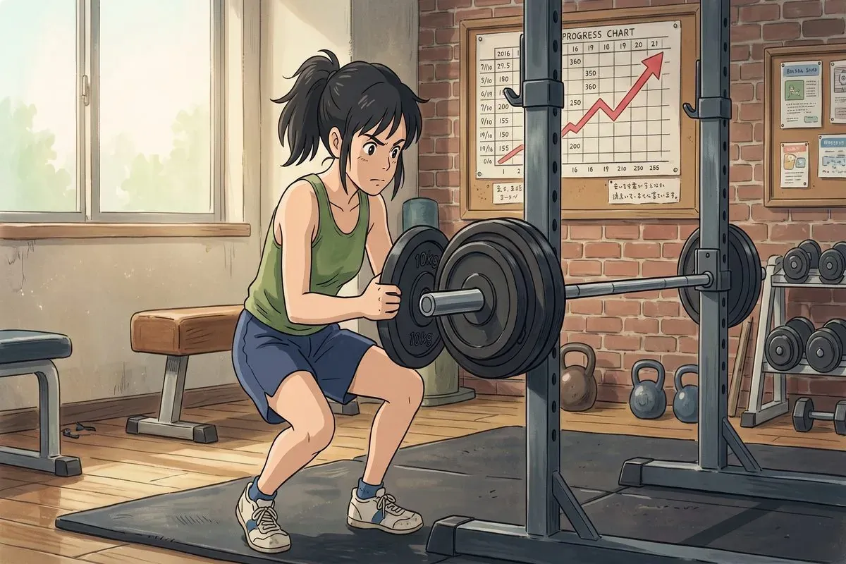 progressive overload compound exercises - Studio Ghibli anime illustration