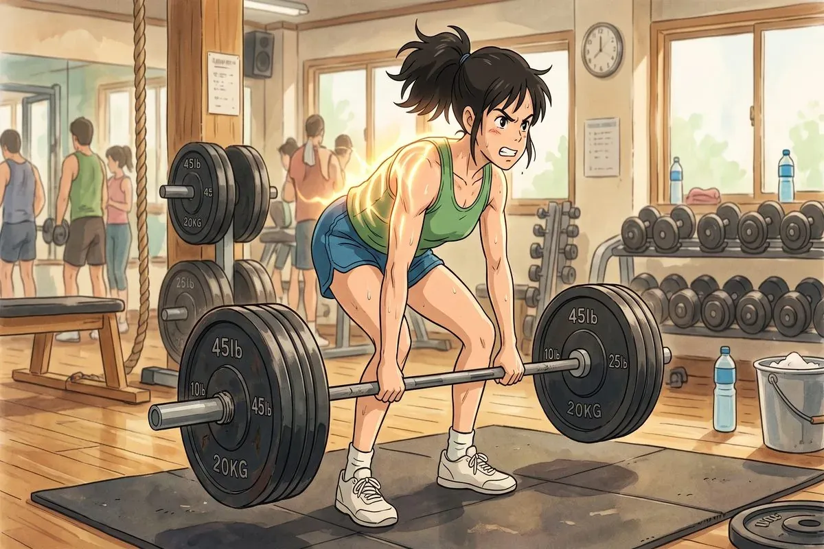 compound back exercises deadlift - Studio Ghibli anime illustration