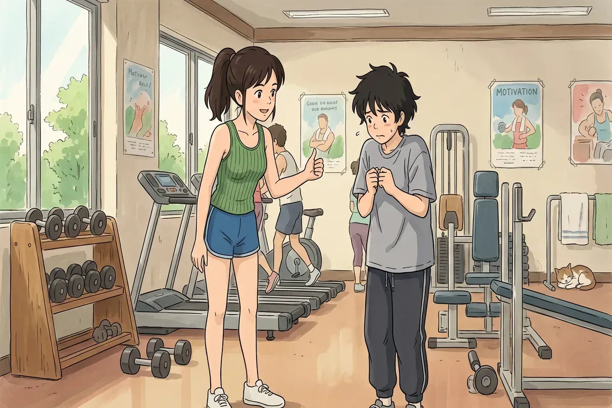 nobody watching you gym beginner encouragement - Studio Ghibli anime illustration