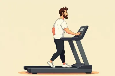HIIT vs steady-state cardio for fat loss - a man deciding between sprinting and jogging in a gym - Studio Ghibli anime illustration