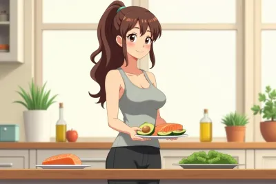 heart-healthy foods reduce cardiovascular risk 3D animation kitchen table