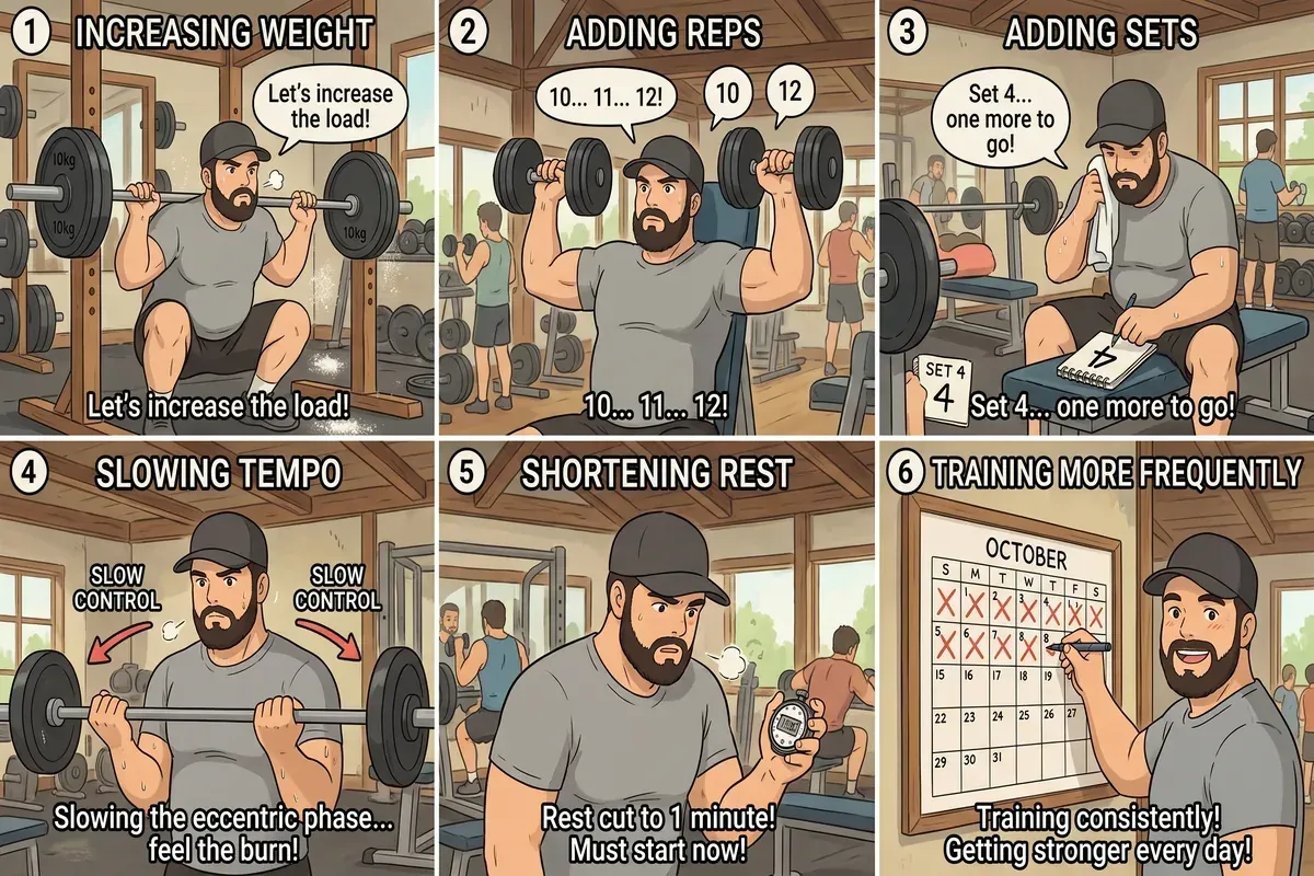 6 ways to apply progressive overload strength training - Studio Ghibli anime illustration