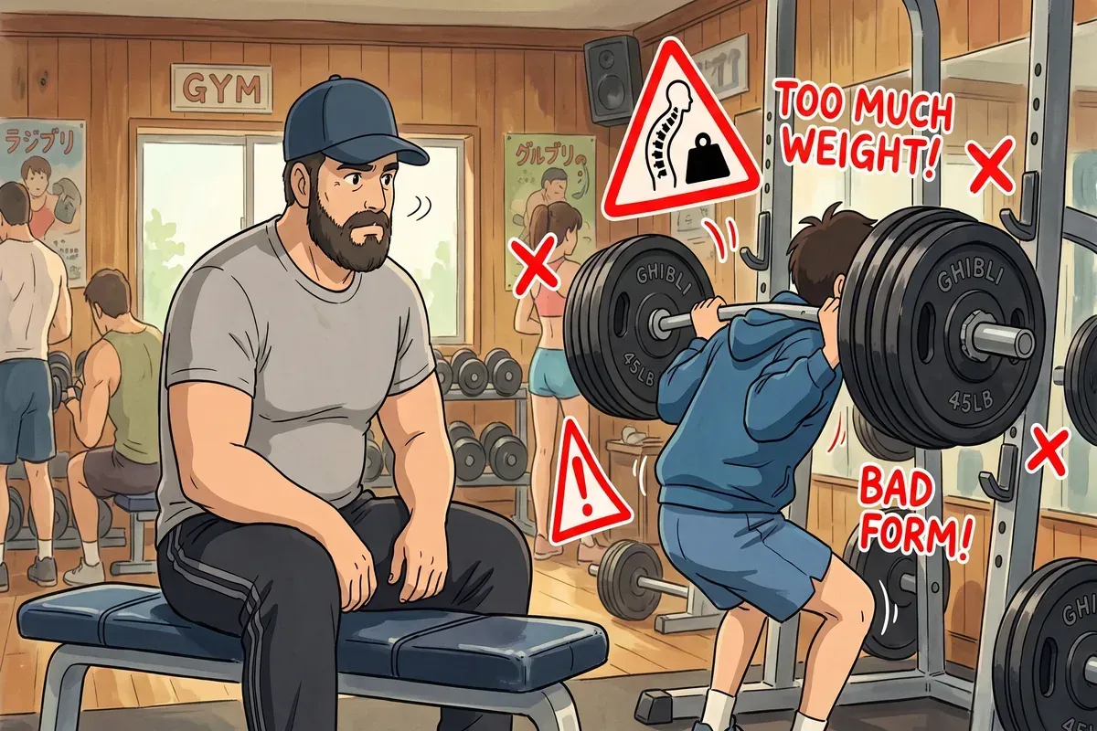 common progressive overload mistakes to avoid - Studio Ghibli anime illustration