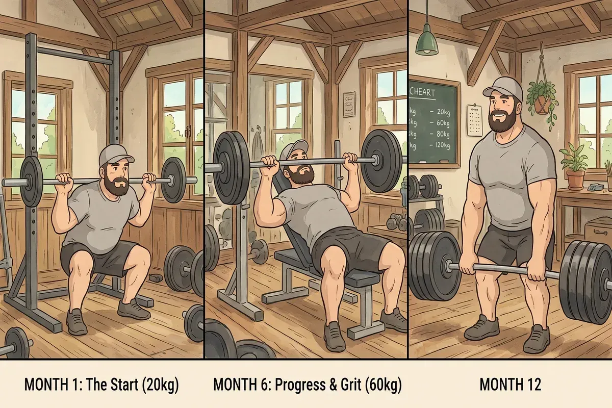 how long to see results progressive overload - Studio Ghibli anime illustration