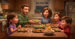 healthy delicious family recipes low-calorie options 3D animation