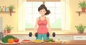 30-Minute Dumbbell Workout at Home for Strength and Fat Loss - Studio Ghibli anime illustration
