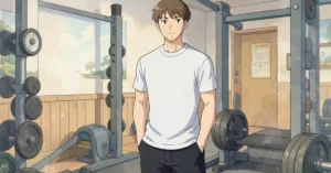 bulking vs cutting - is standing in a home gym next to a weight rack, hands in his pockets, looking at the camera - Studio Gh