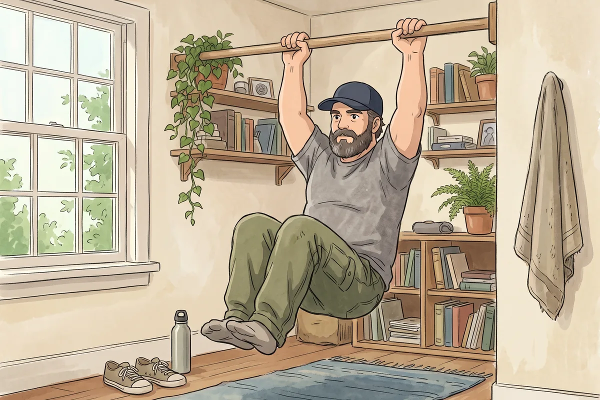 man doing bodyweight calisthenics exercises at home